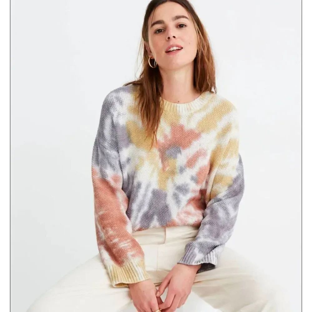 Madewell Tie Dye100% Cotton Knit Cropped Beach Sweater Elevated Westford Pullove